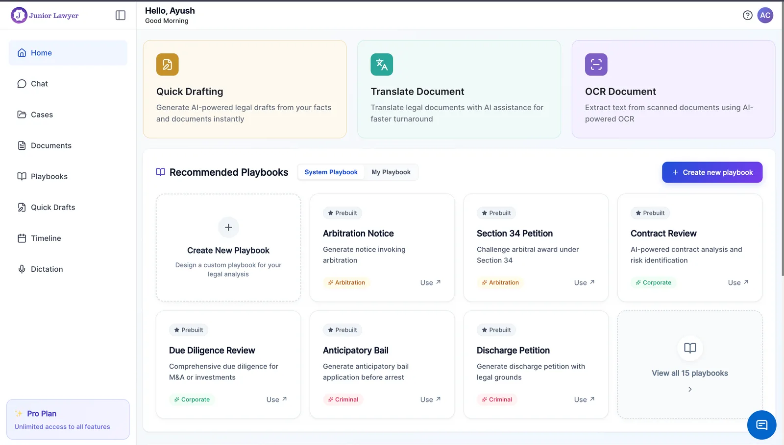 Junior Lawyer Dashboard